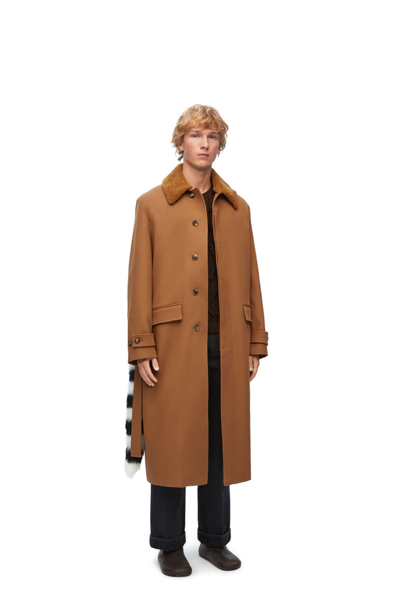 Loewe Coat in cotton and shearling outlook