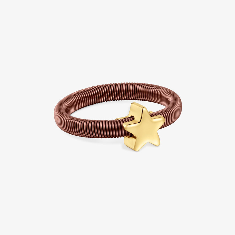 TOUS Star Ring with 18K gold vermeil and brown steel TOUS Mesh Tube outlook