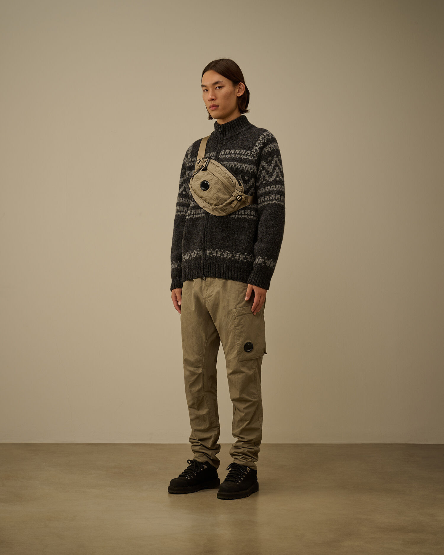 Jacquard Wool Logo Full Zip Cardigan - 2