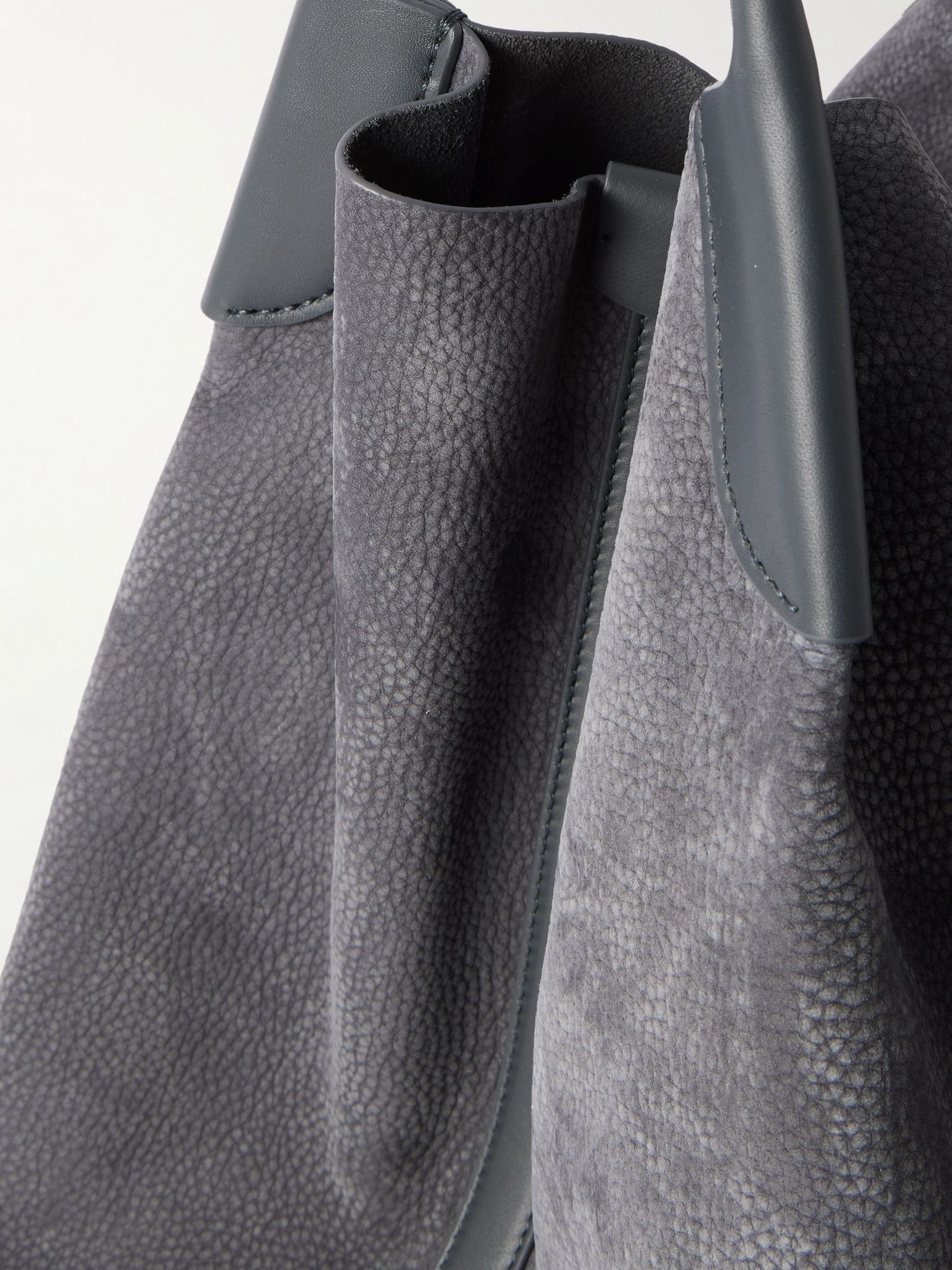 Bale Extra-Large Leather-Trimmed Full-Grain Nubuck Tote Bag Blue - 4