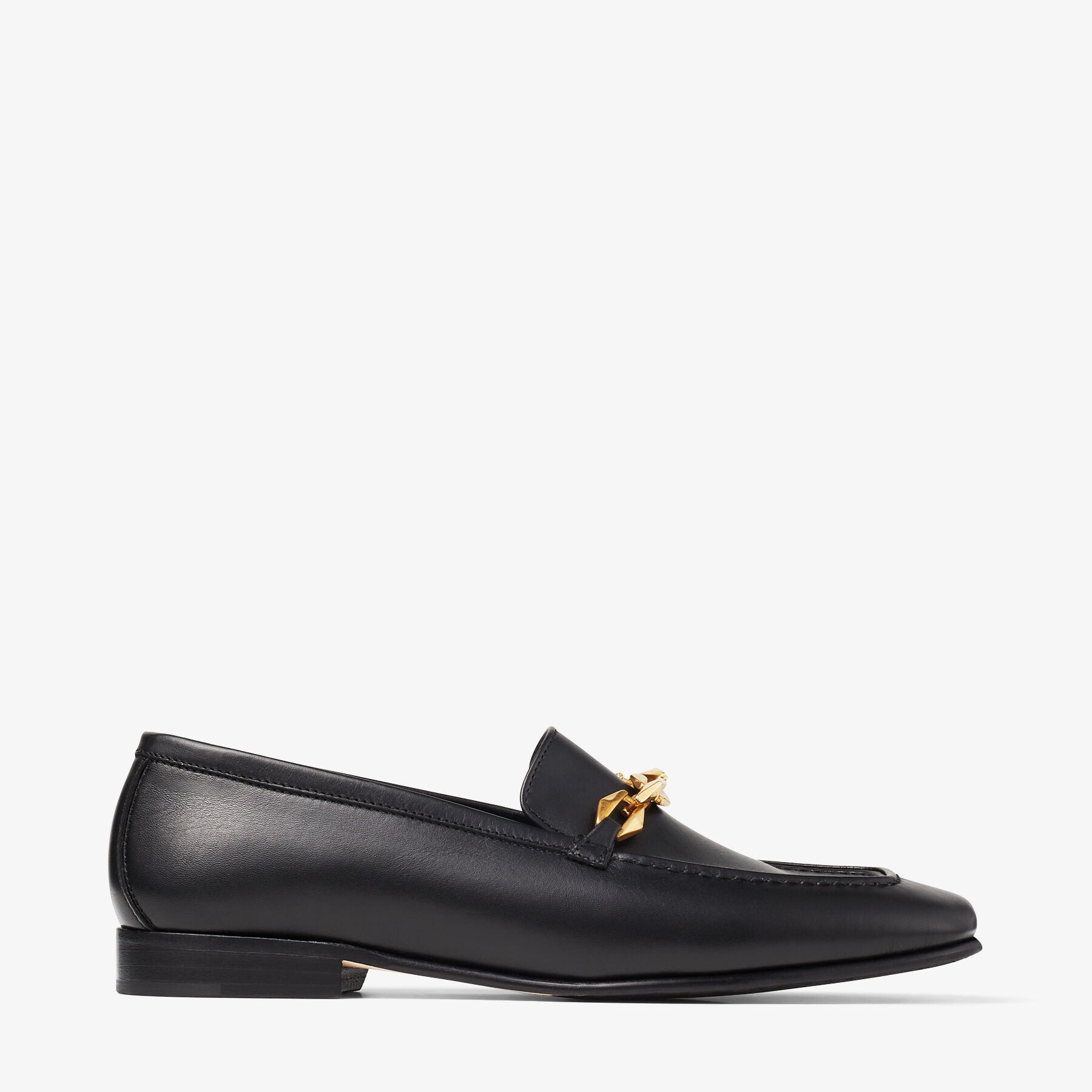Diamond Tilda Loafer
Black Calf Leather Loafers with Chain Embellishment - 1