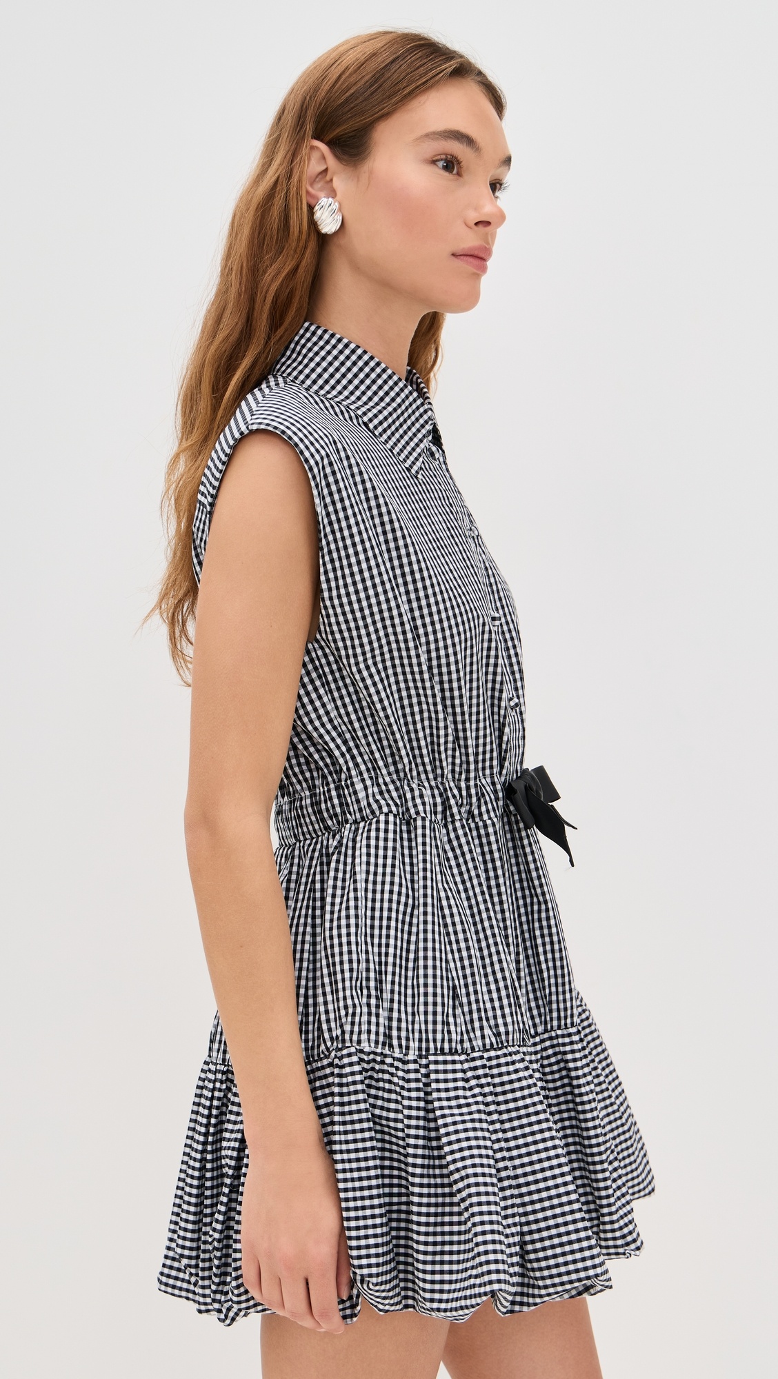 Neci Gingham T-Shirt Bubble Mini Dress - 3