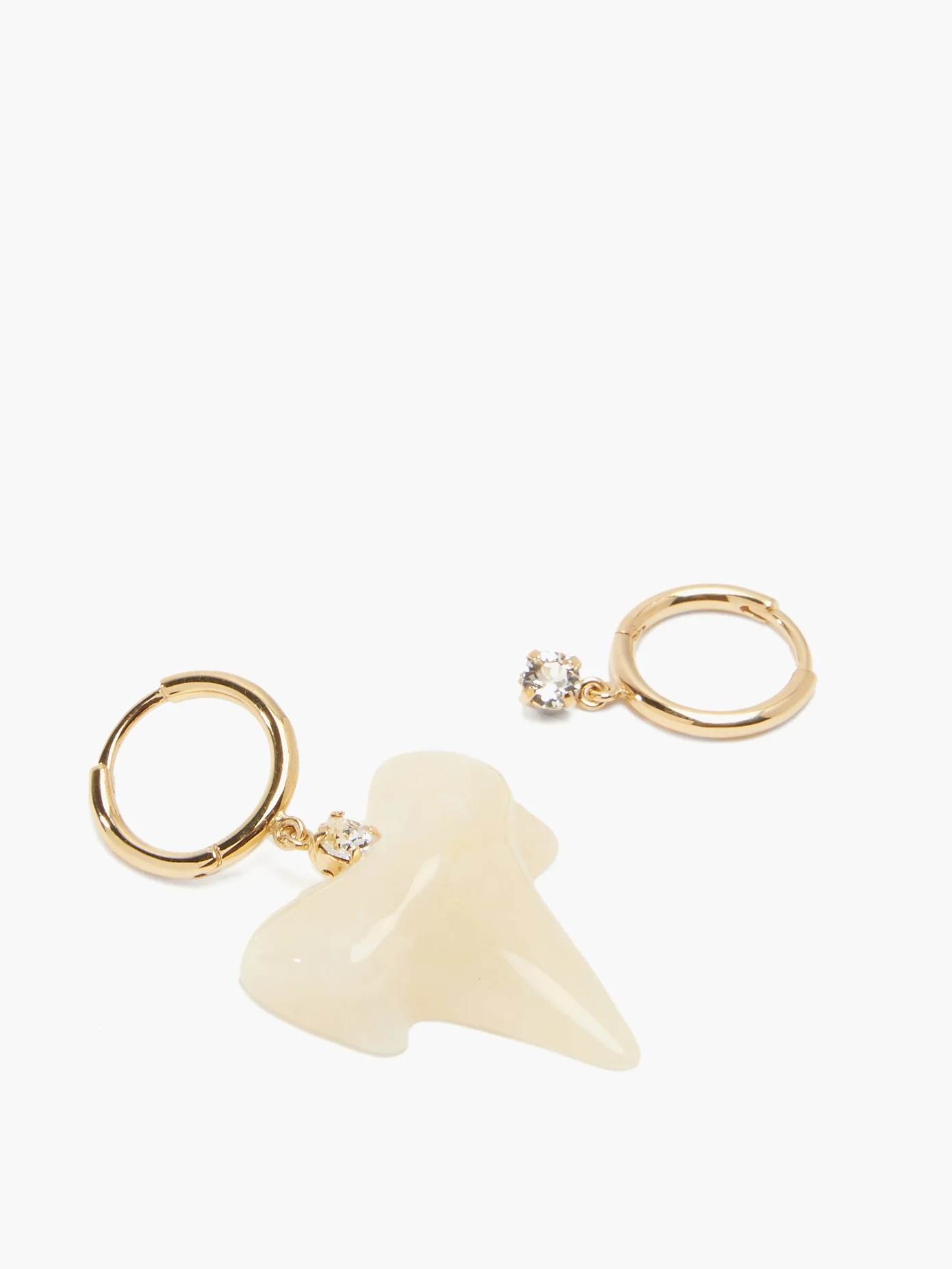 Mismatched tooth & crystal hoop earrings - 3