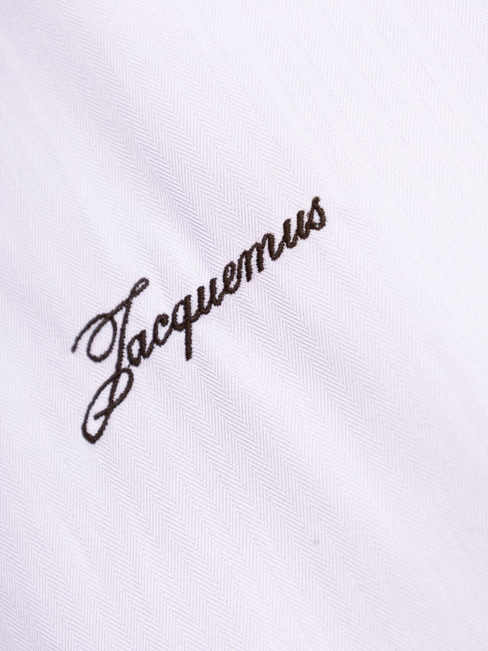 logo-embroidered herringbone-pattern shirt - 5