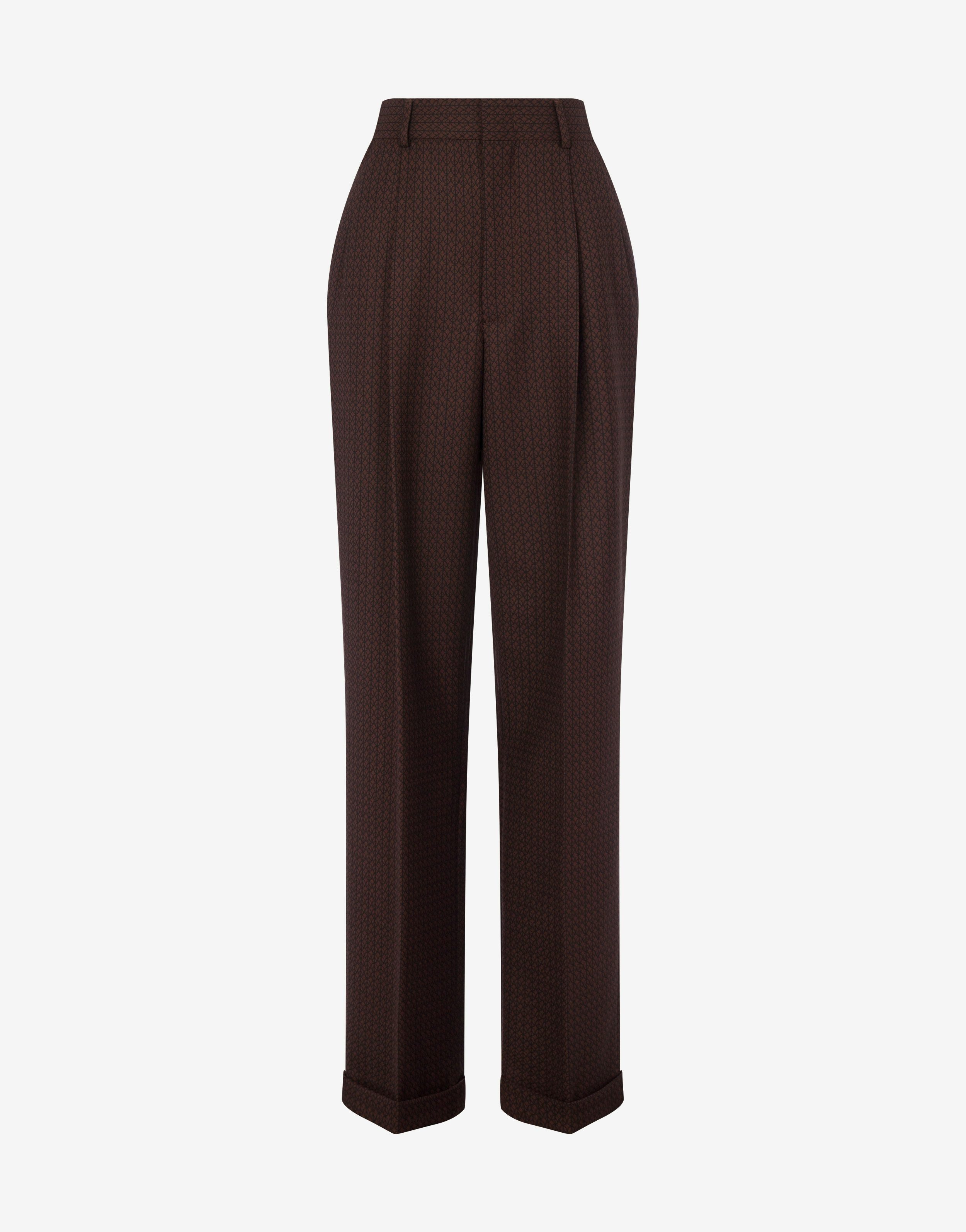 TROUSERS IN JACQUARD WOOL PEACE - 1