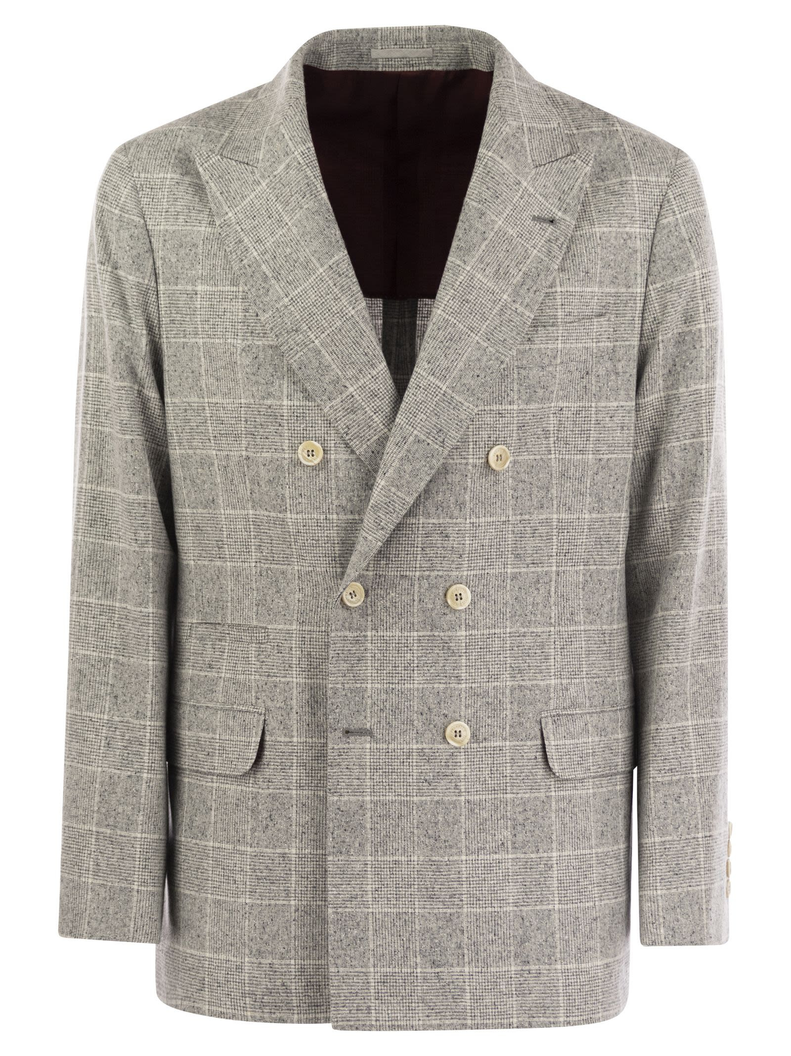 Brunello Cucinelli Men One-And-A-Half-Breasted Deconstructed Jacket In Prince Of Wales - 1