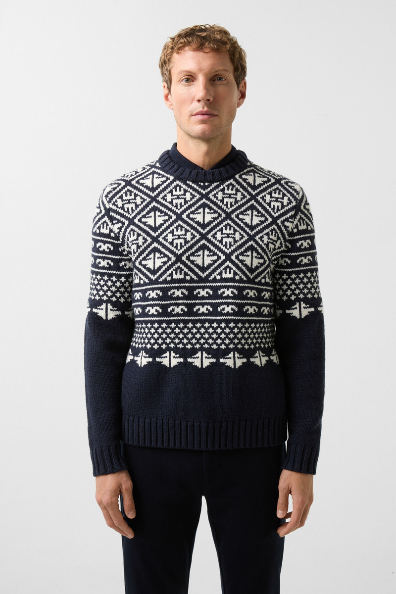 Lucian Sweater in Navy blue/White 1