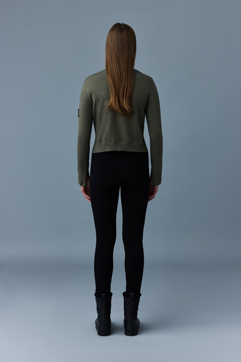 MACKAGE PEACHE recycled hybrid crop pullover outlook