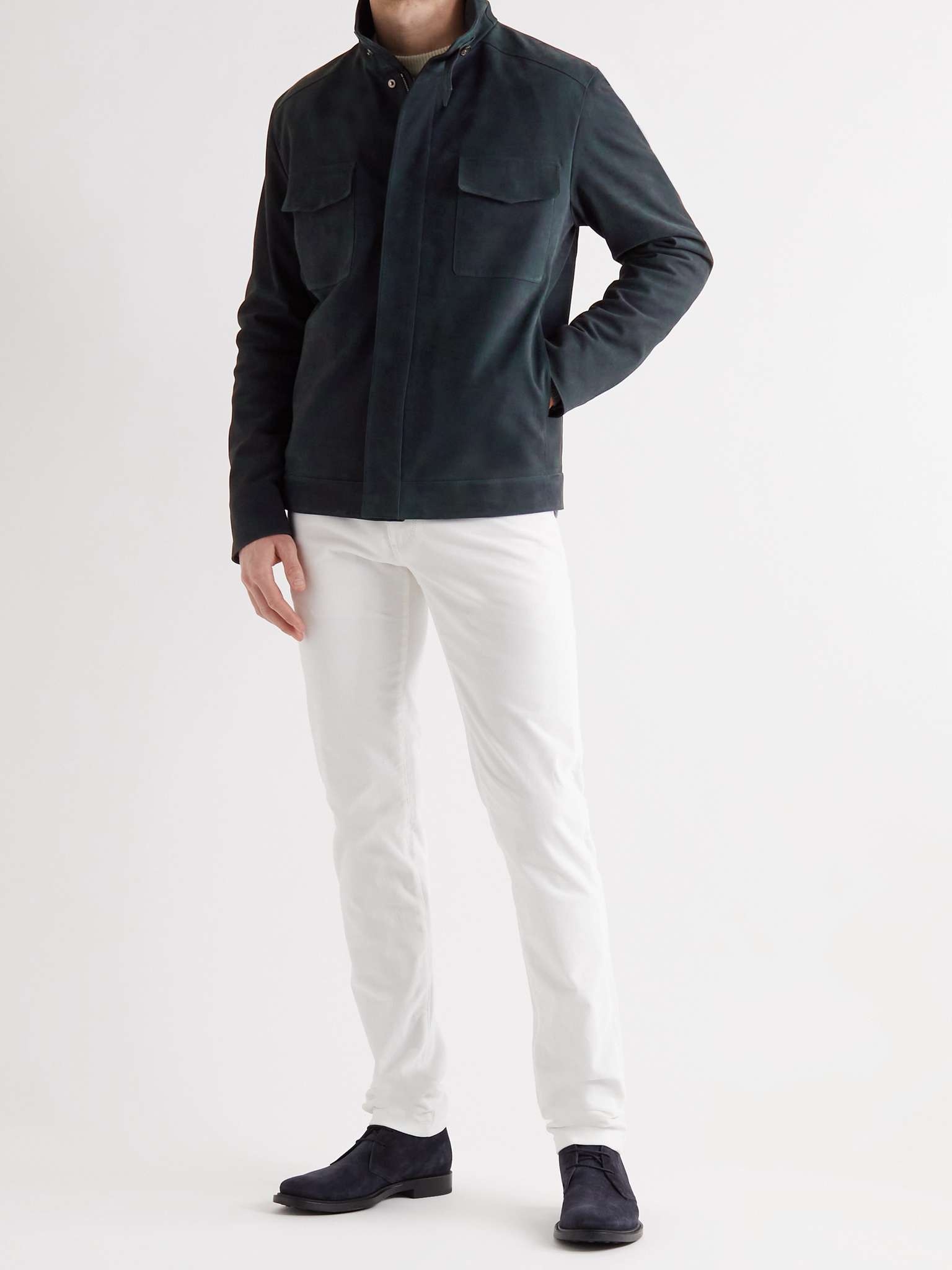 Traveller Biker Cashmere-Lined Nubuck Jacket - 2