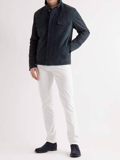 Loro Piana Traveller Biker Cashmere-Lined Nubuck Jacket outlook