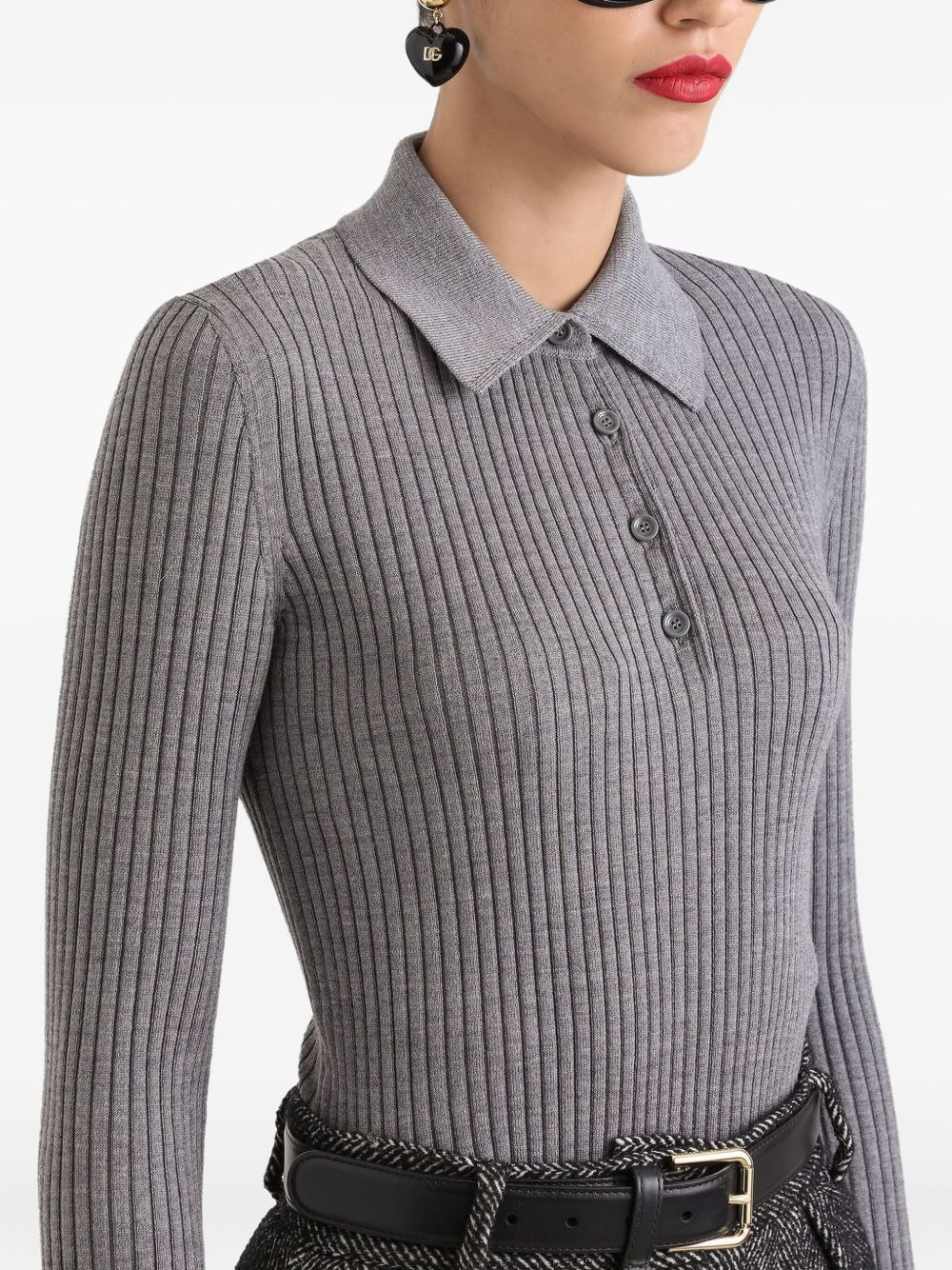 ribbed polo top - 4