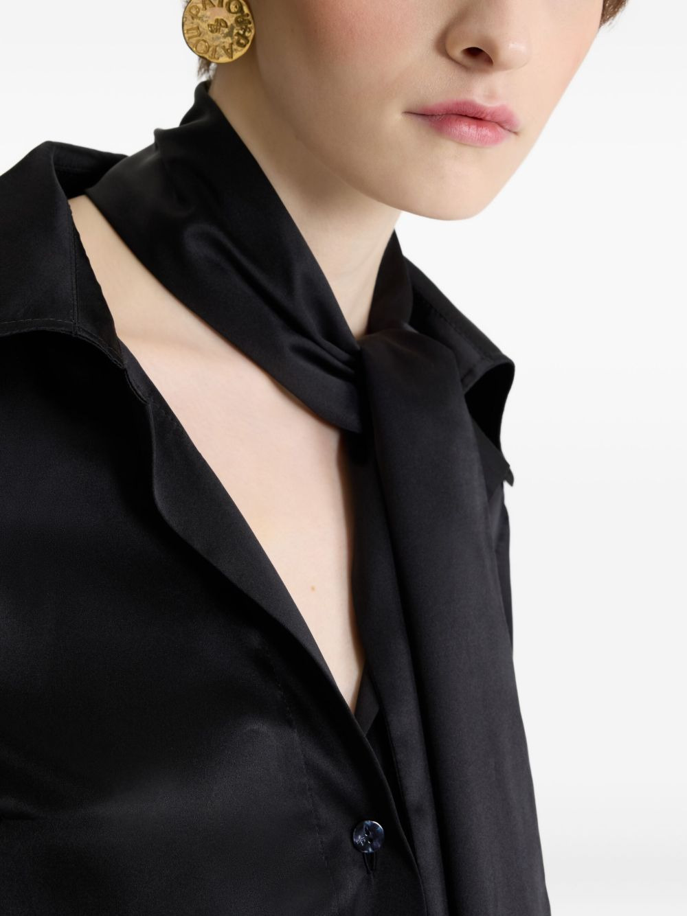 wide-collar silk blouse - 5