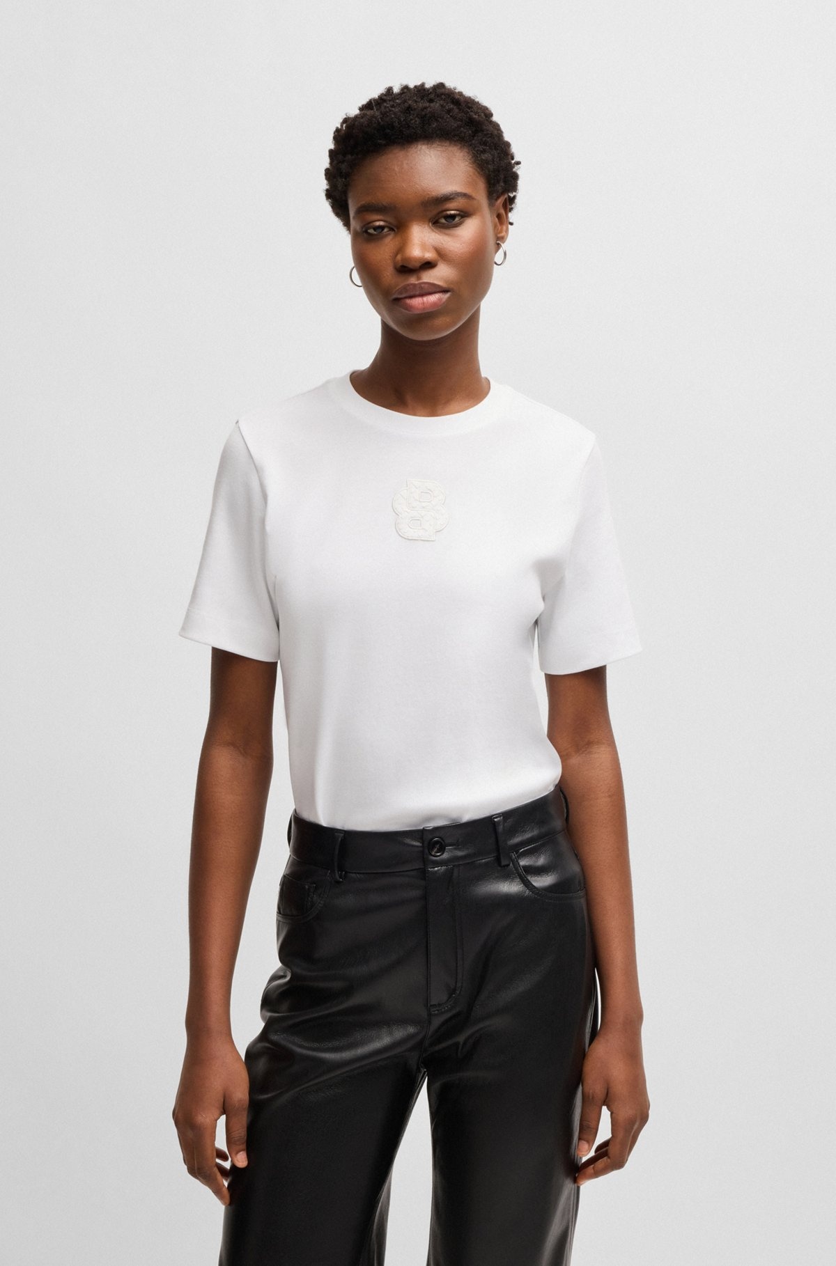 INTERLOCK-COTTON T-SHIRT WITH DOUBLE B MONOGRAM - 2