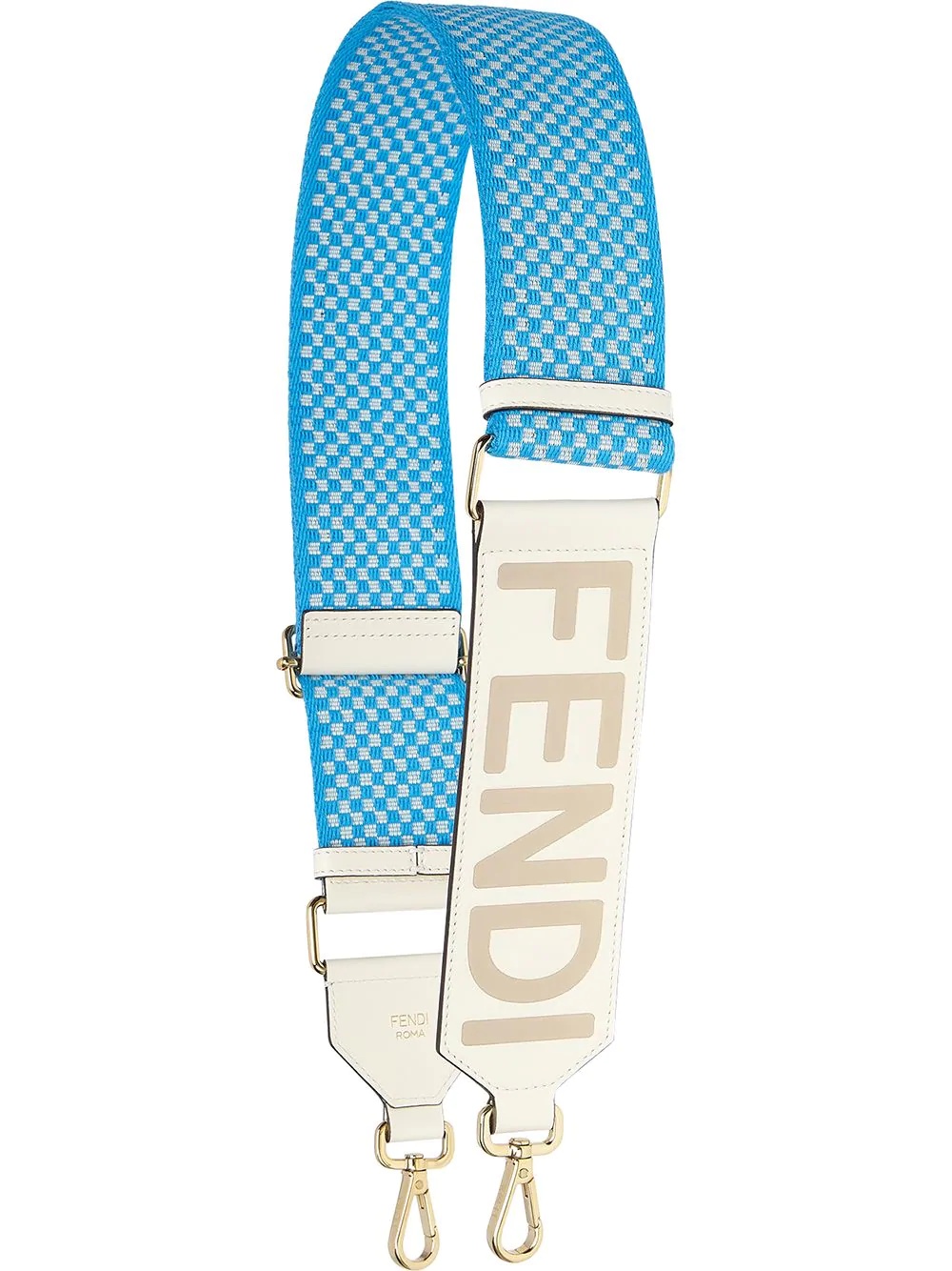 logo-print check bag strap - 1