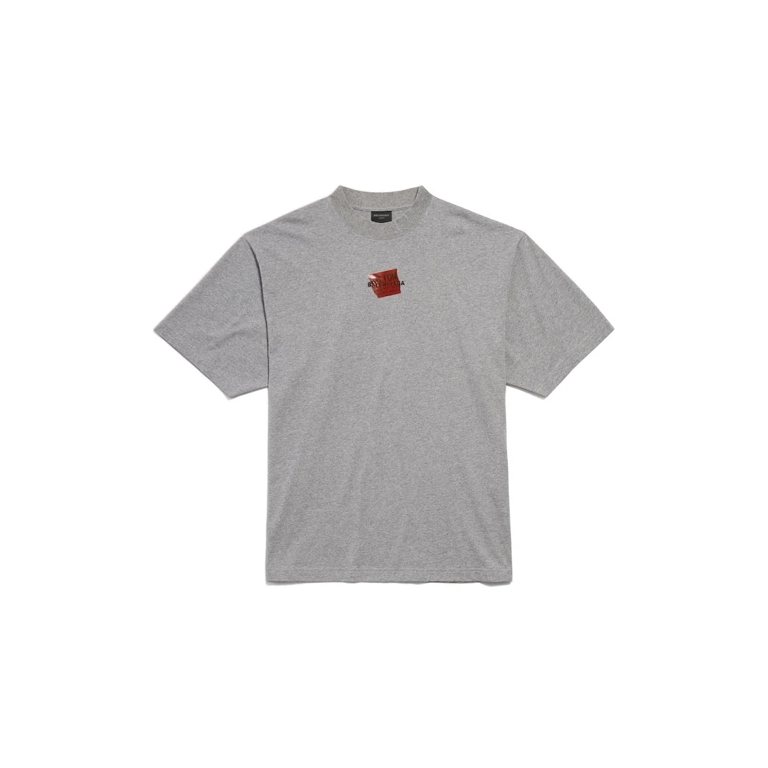 Men's Taped Balenciaga Back T-shirt Medium Fit in Heather Grey/black/red - 1
