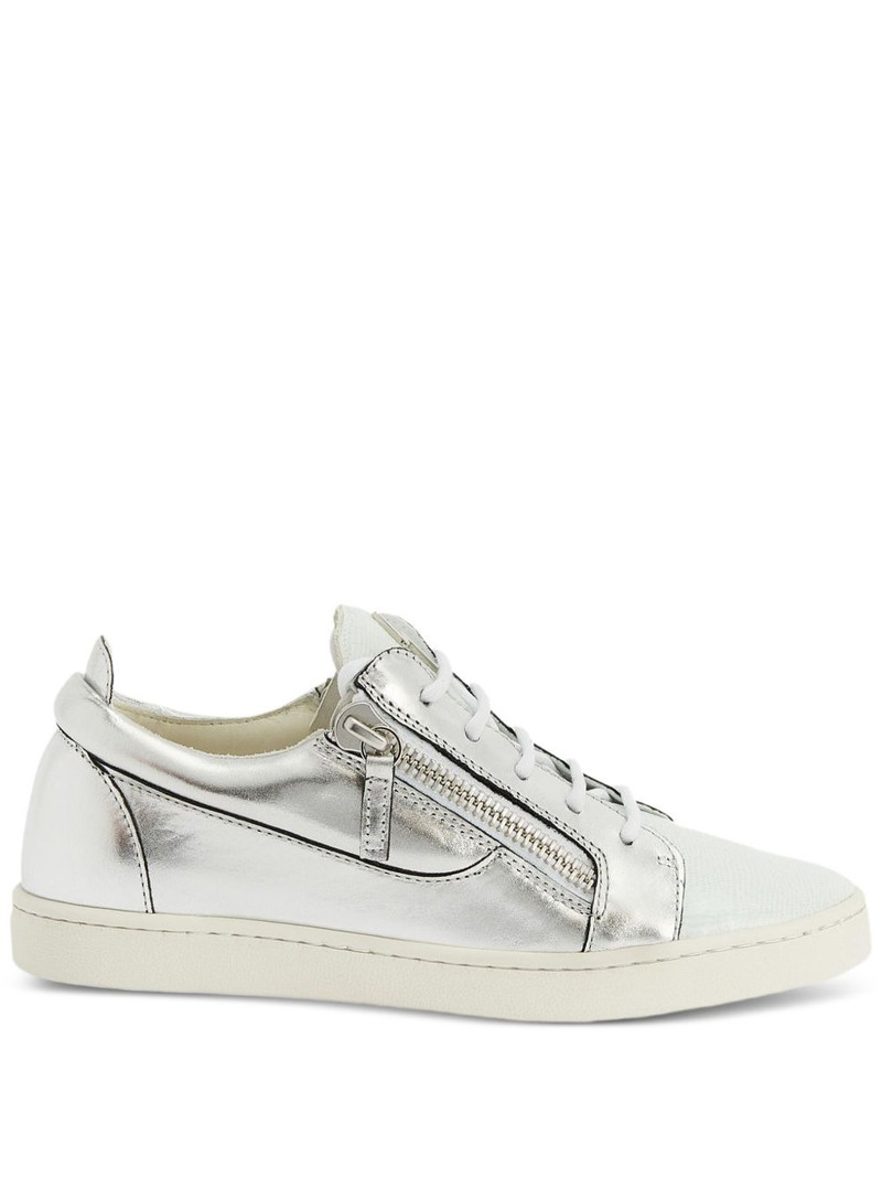 Nicki metallic leather zip-detail sneakers 1