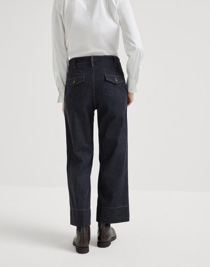 Brunello Cucinelli No-fade denim sartorial square trousers with monili outlook