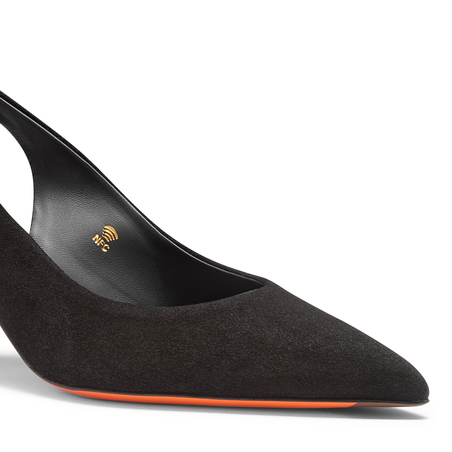 Women's black suede mid-heel slingback - 5