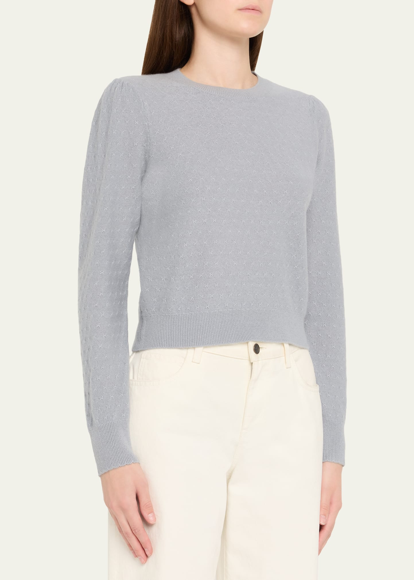 Cashmere Pointelle Crewneck Sweater - 4