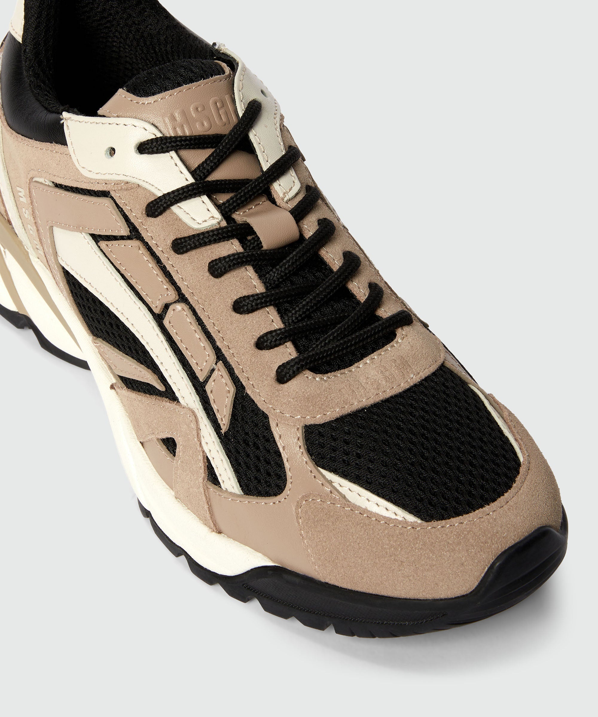 Leather and mesh Vulcano sneakers - 4
