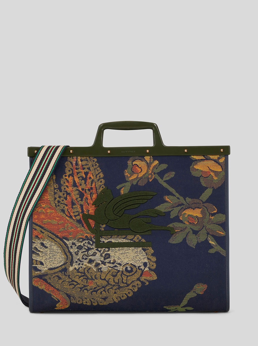 LARGE JACQUARD LOVE TROTTER BAG WITH BIRDS ALL OVER - 1