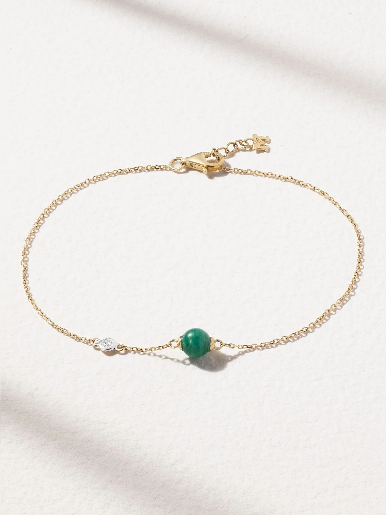 Dot 14-karat gold, malachite and diamond bracelet Green - 1
