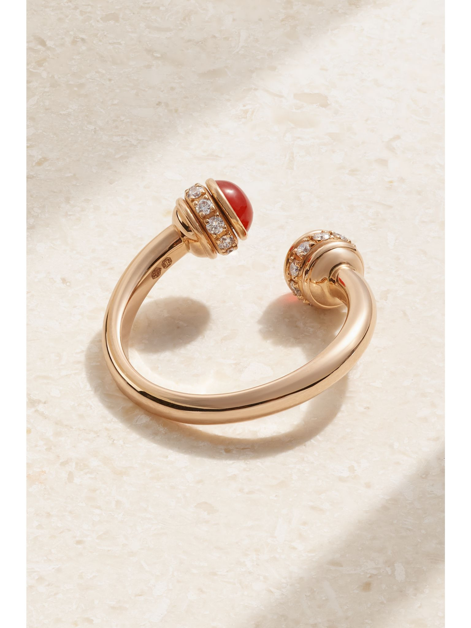 Possession 18-karat rose gold, carnelian and diamond ring Gold - 3