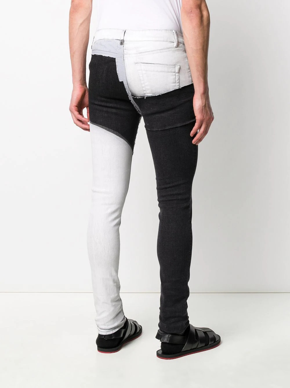 denim wax patchwork skinny jeans - 4