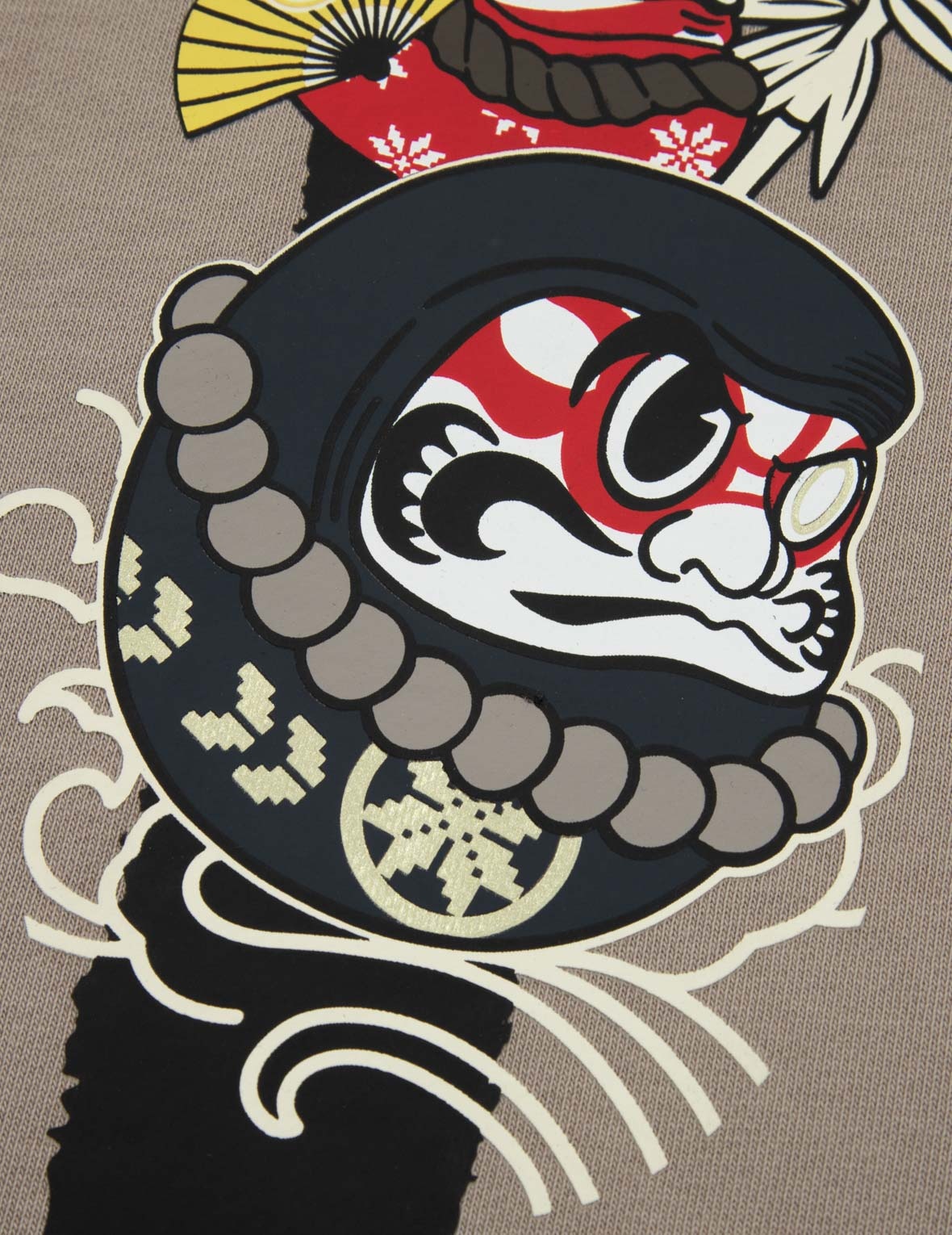 KUMADORI DARUMA DAICOCK PRINT REGULAR FIT SWEATPANTS - 8