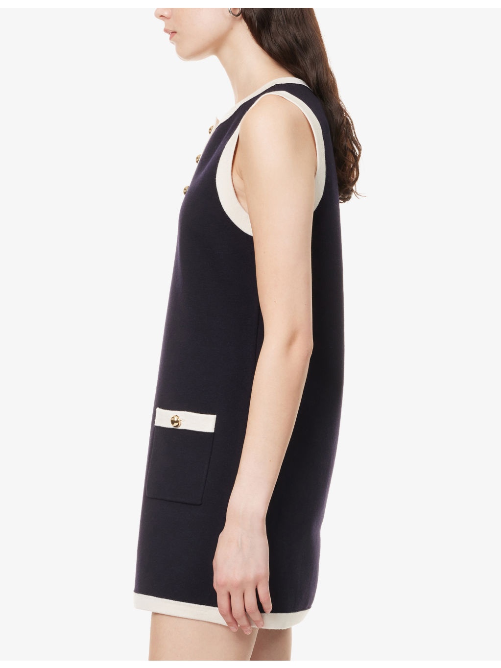 Mixed Sleeveless Wool-Blend Knit Mini Dress - 3