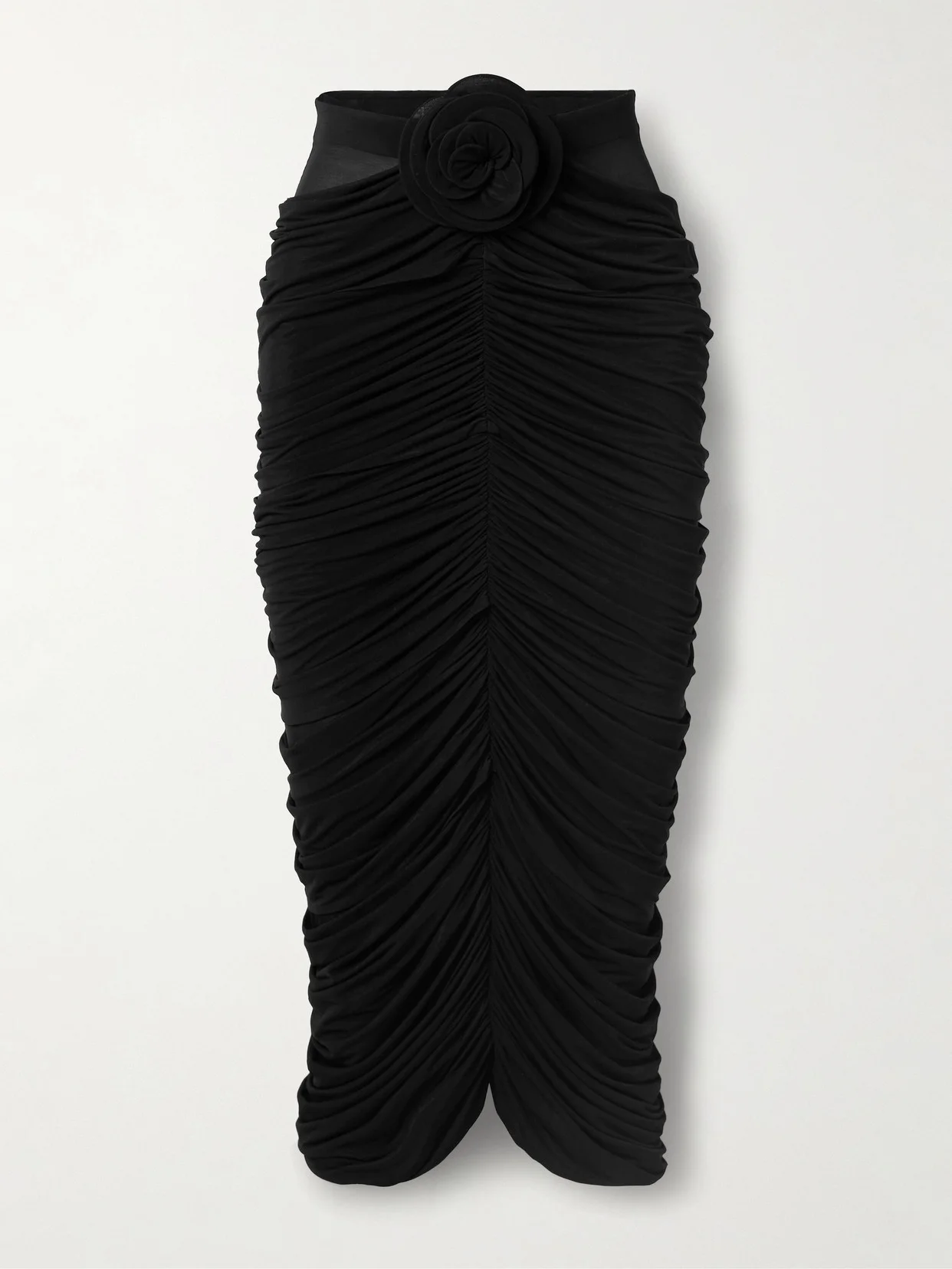 Appliquéd Ruched Stretch-jersey Midi Skirt - 1