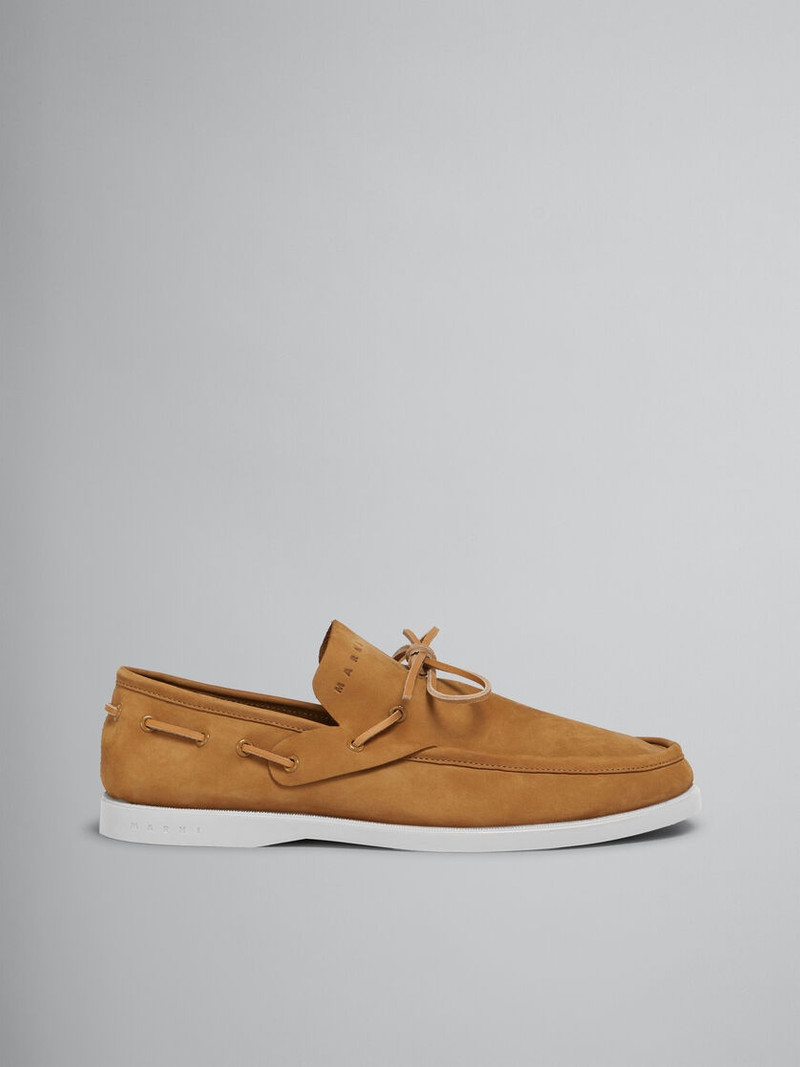 BROWN NUBUCK BOAT LOAFER - 1