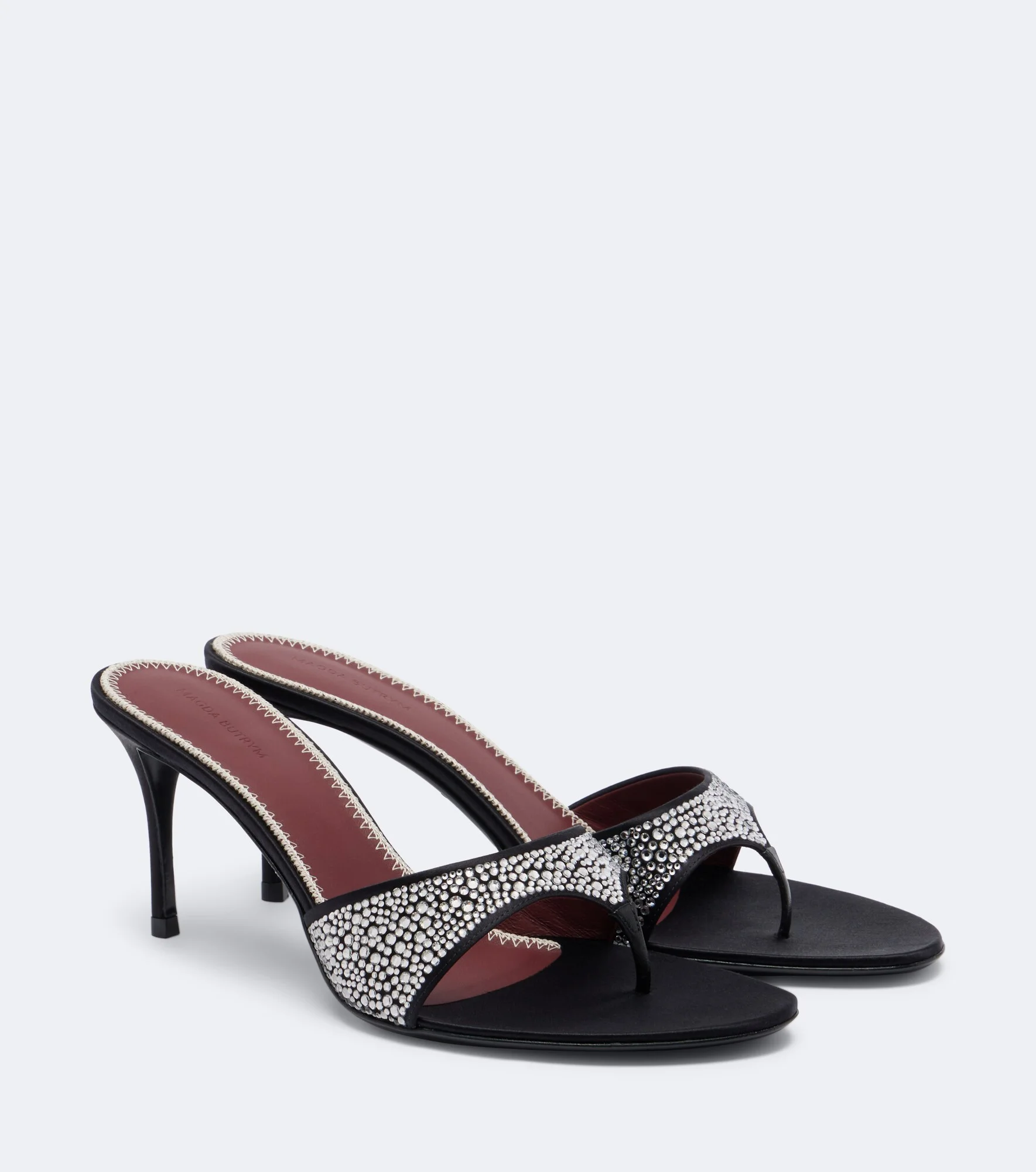Embellished satin thong sandals - 1
