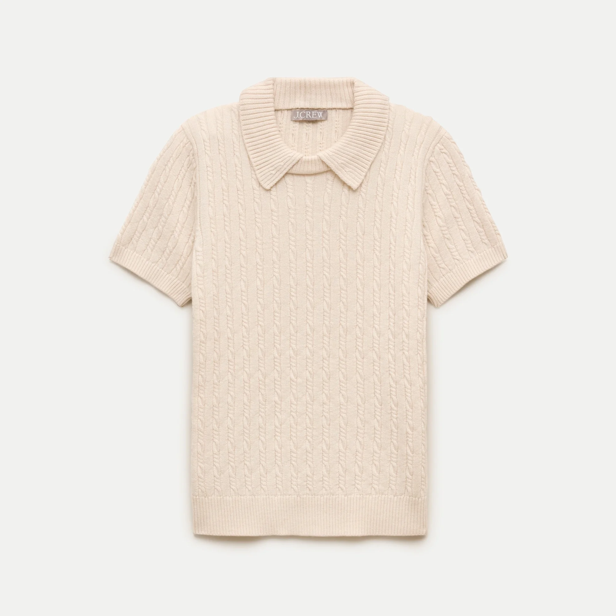 Cable-knit sweater-polo in merino wool - 1