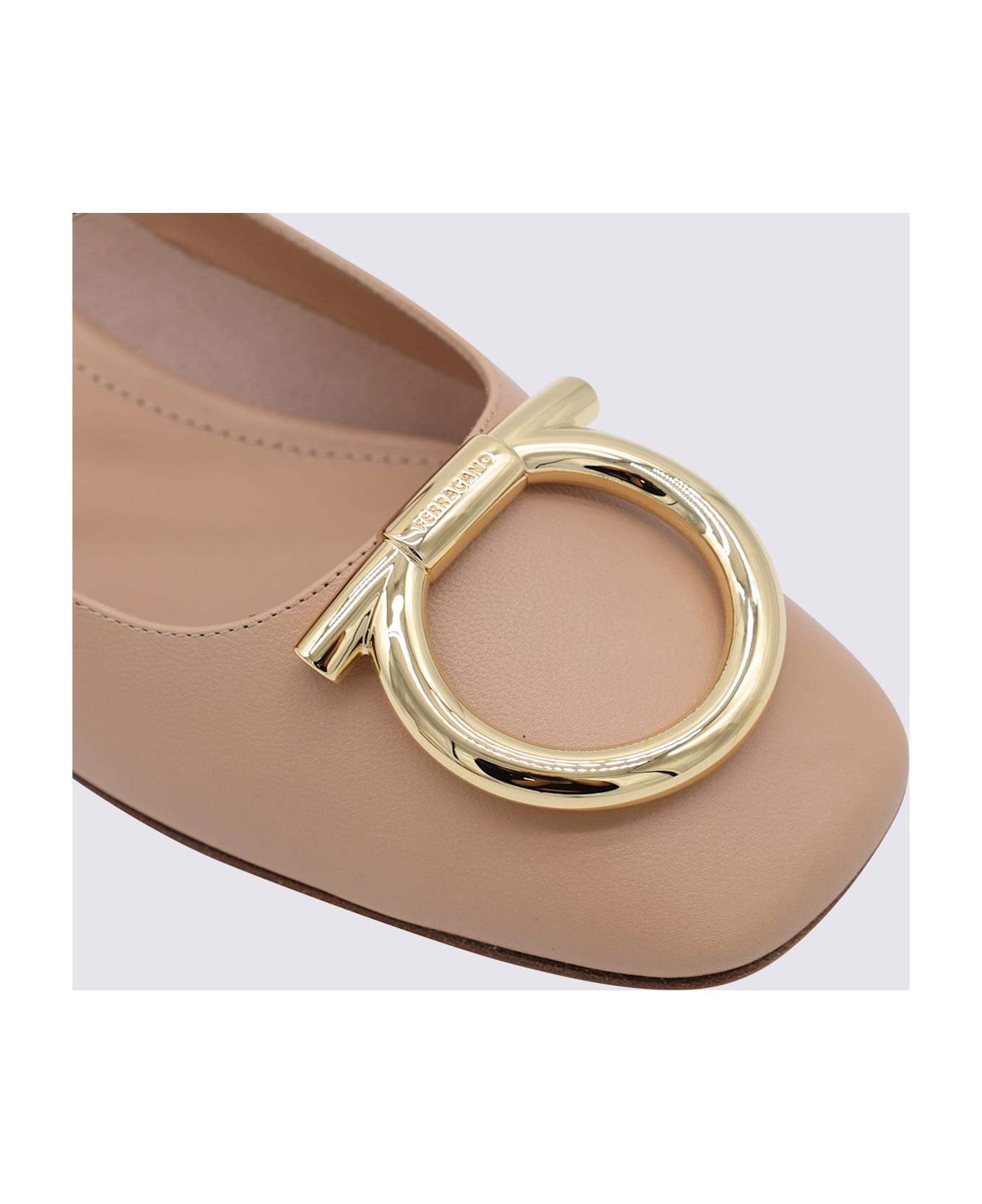 Beige Leather Marry Pumps - 4