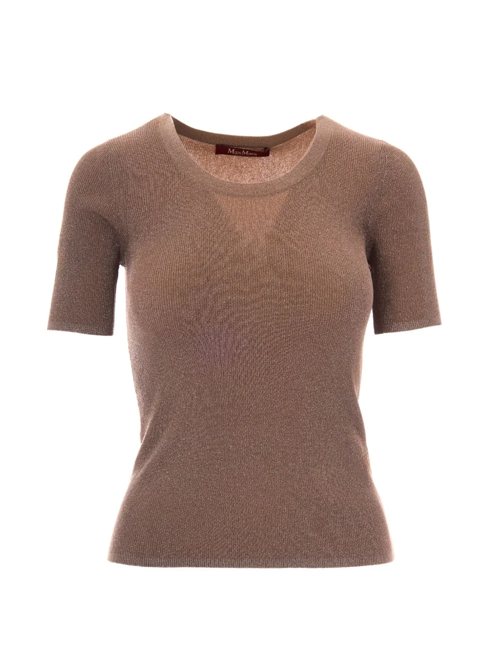 ribbed-knit metallic-thread T-shirt - 1