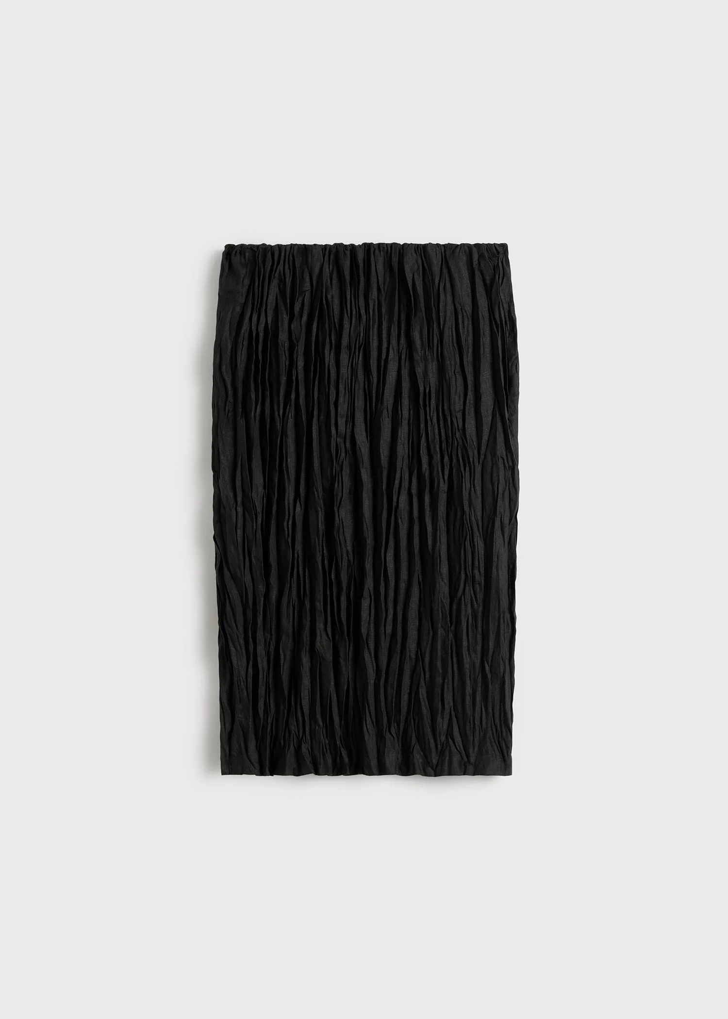 Crinkled linen skirt black - 1