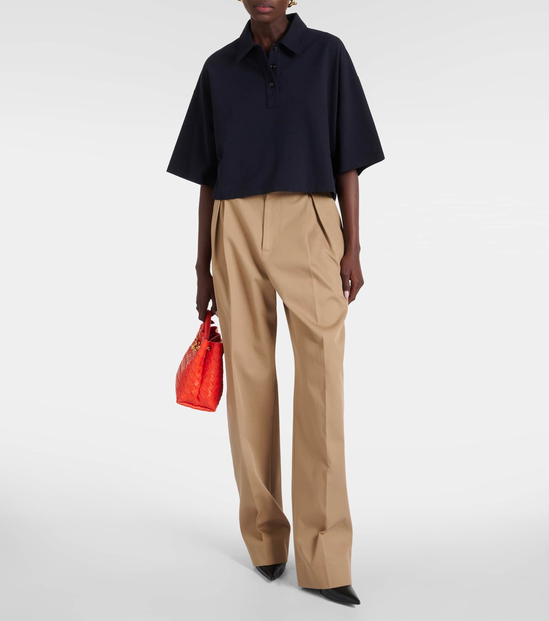 Cropped cotton-blend piqué polo shirt - 2
