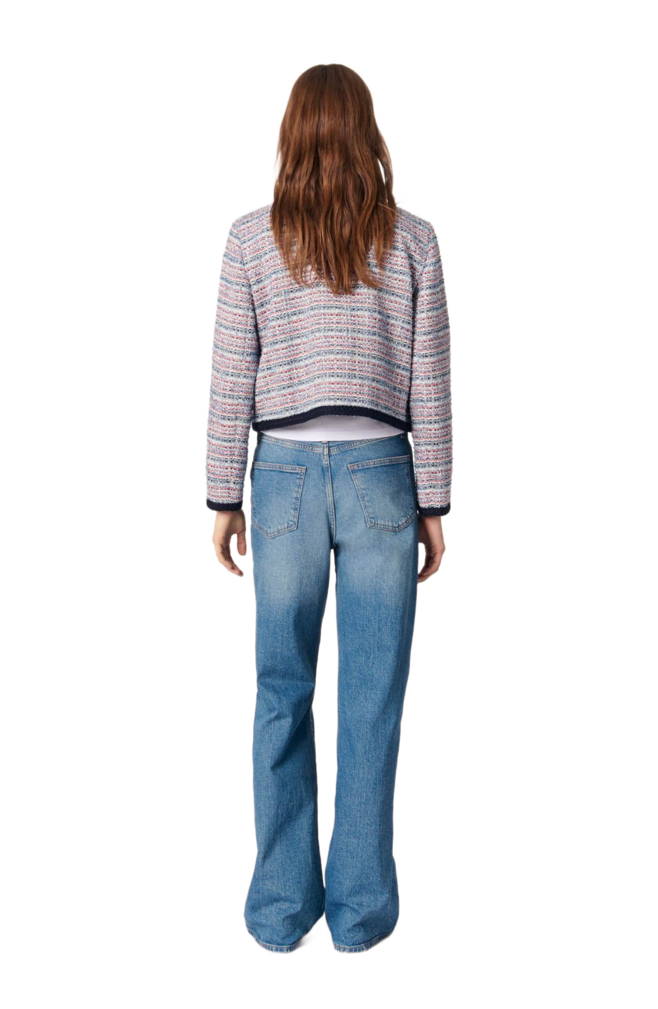 maje Short tweed jacket in Blue /Red at Nordstrom - 3