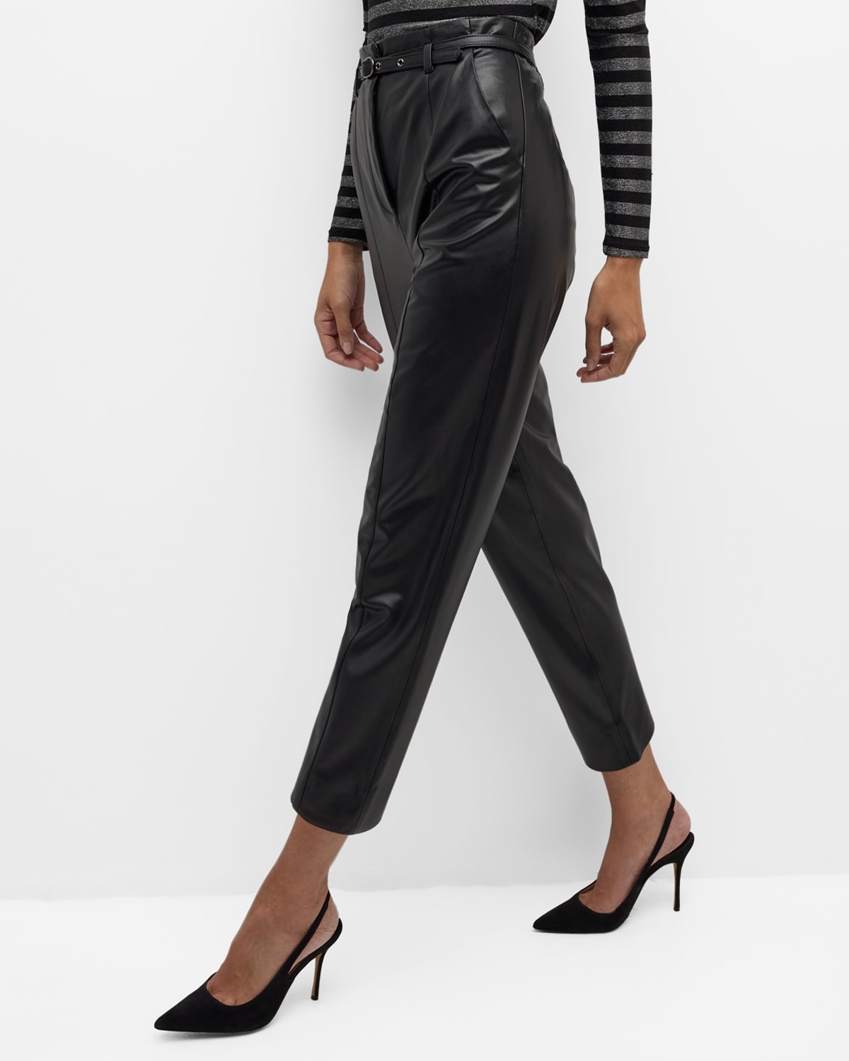 Analise Vegan Leather Cropped Pants - 6