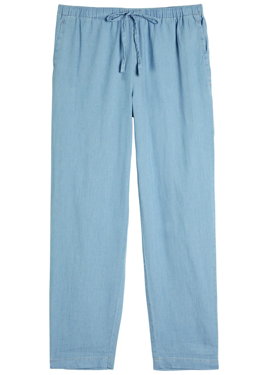 Eileen Fisher Drawstring Cotton Chambray Trousers - 1