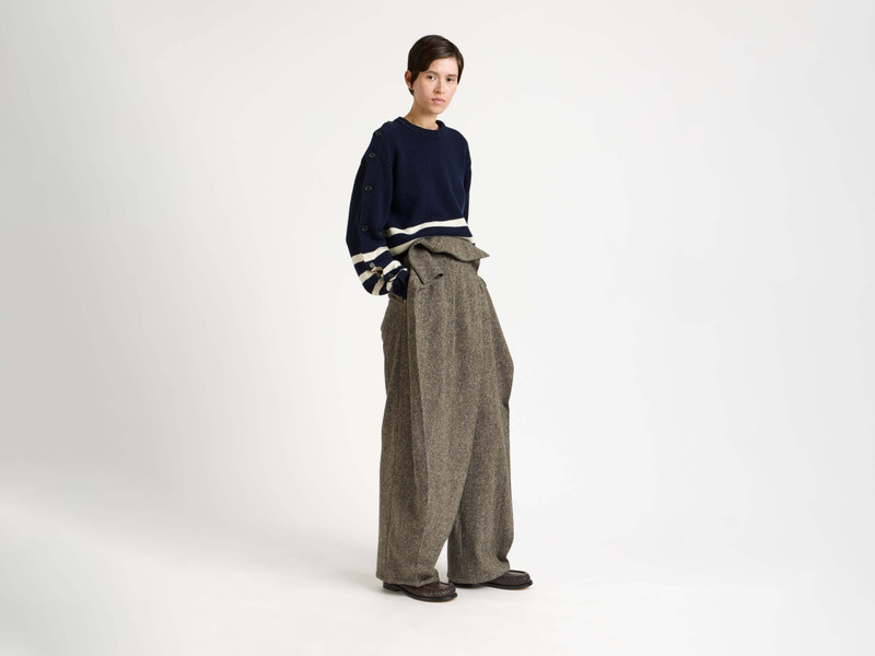 JW Anderson FOLD OVER TROUSERS IN BLACK & BEIGE outlook