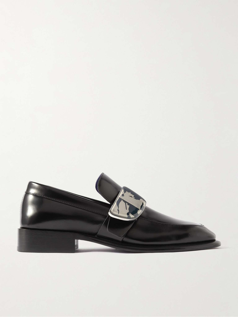 Embellished Leather Monk-Strap Loafers 1