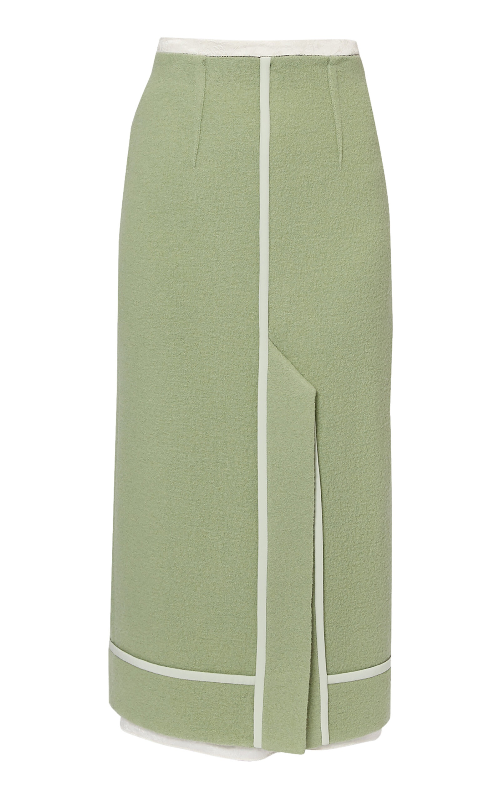 Split-Front Virgin-Wool Midi Skirt green - 1