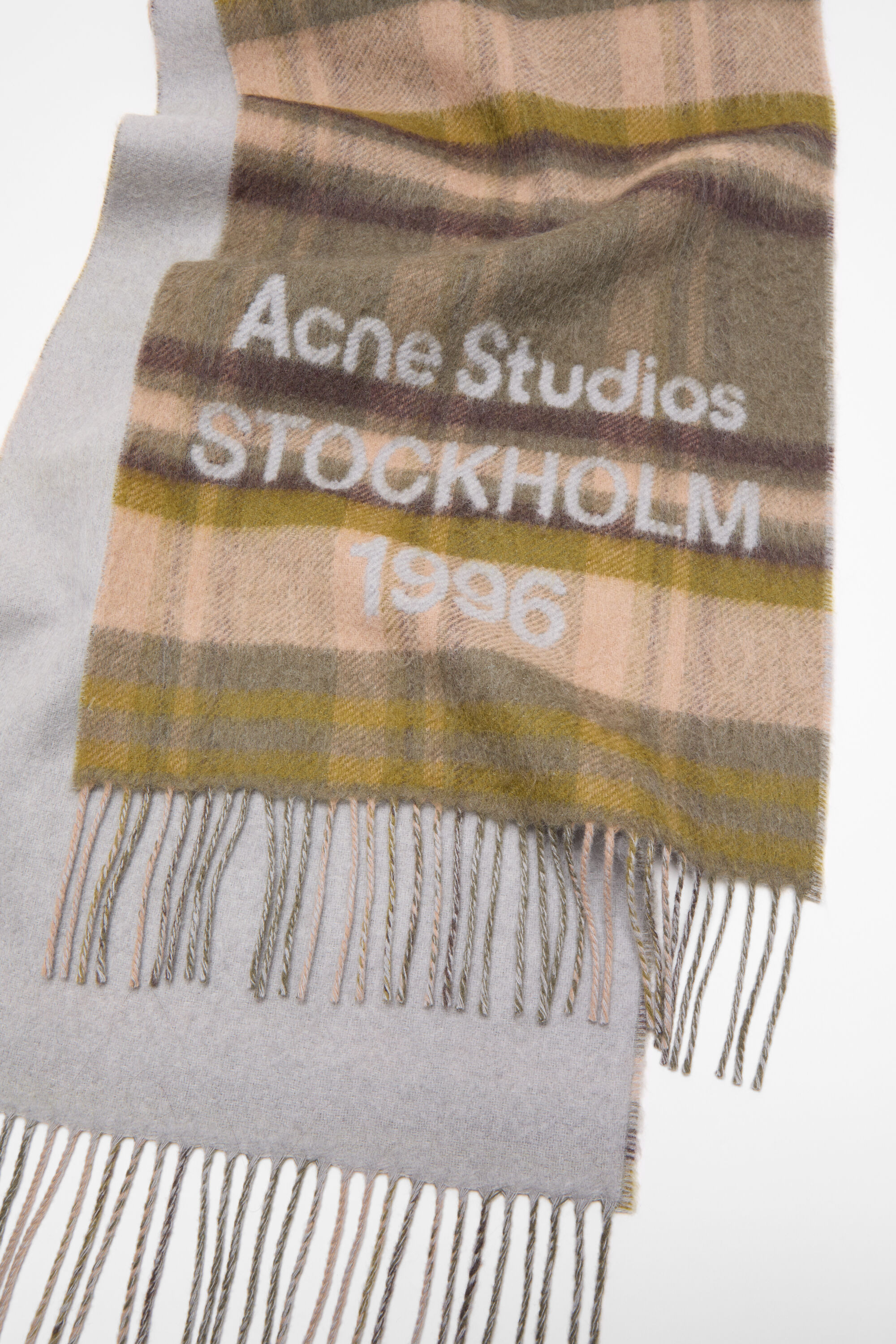 Check logo scarf - Wide - Olive green/grey - 2
