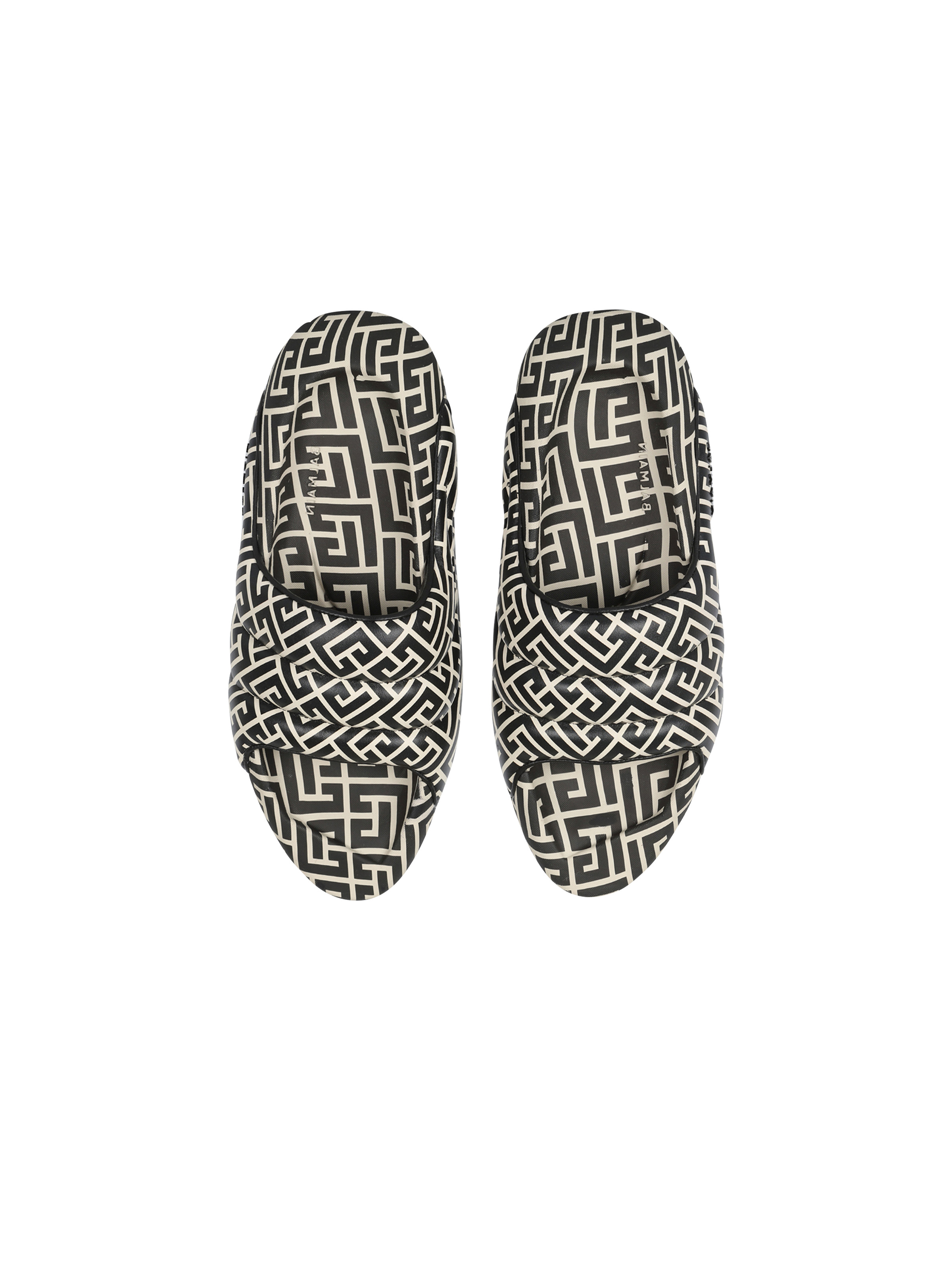 Bicolor quilted leather B-IT mules with Balmain monogram print - 3