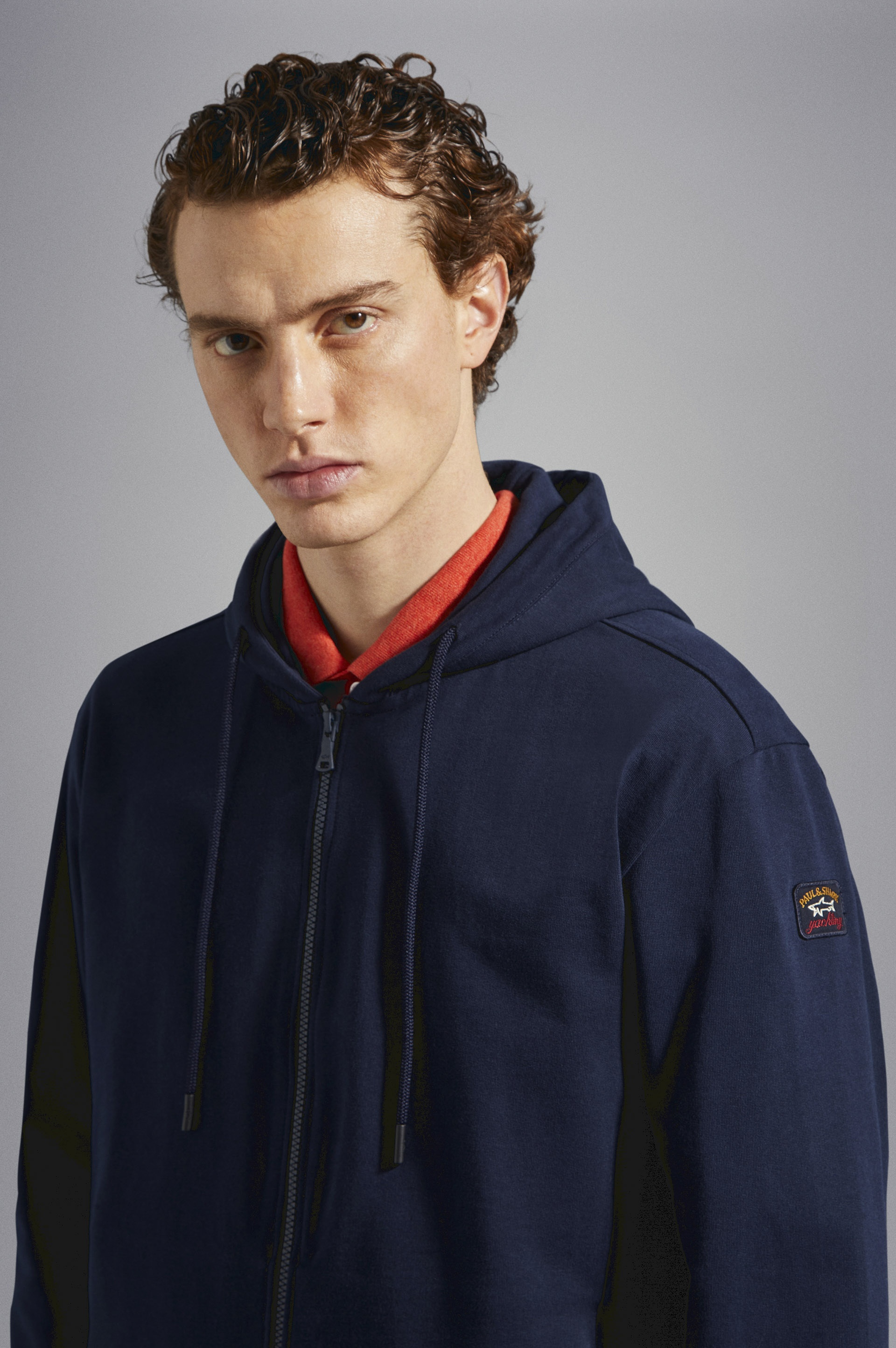 COTTON FULL ZIP SWEATSHIRT WITH ICONIC BADGE - 4
