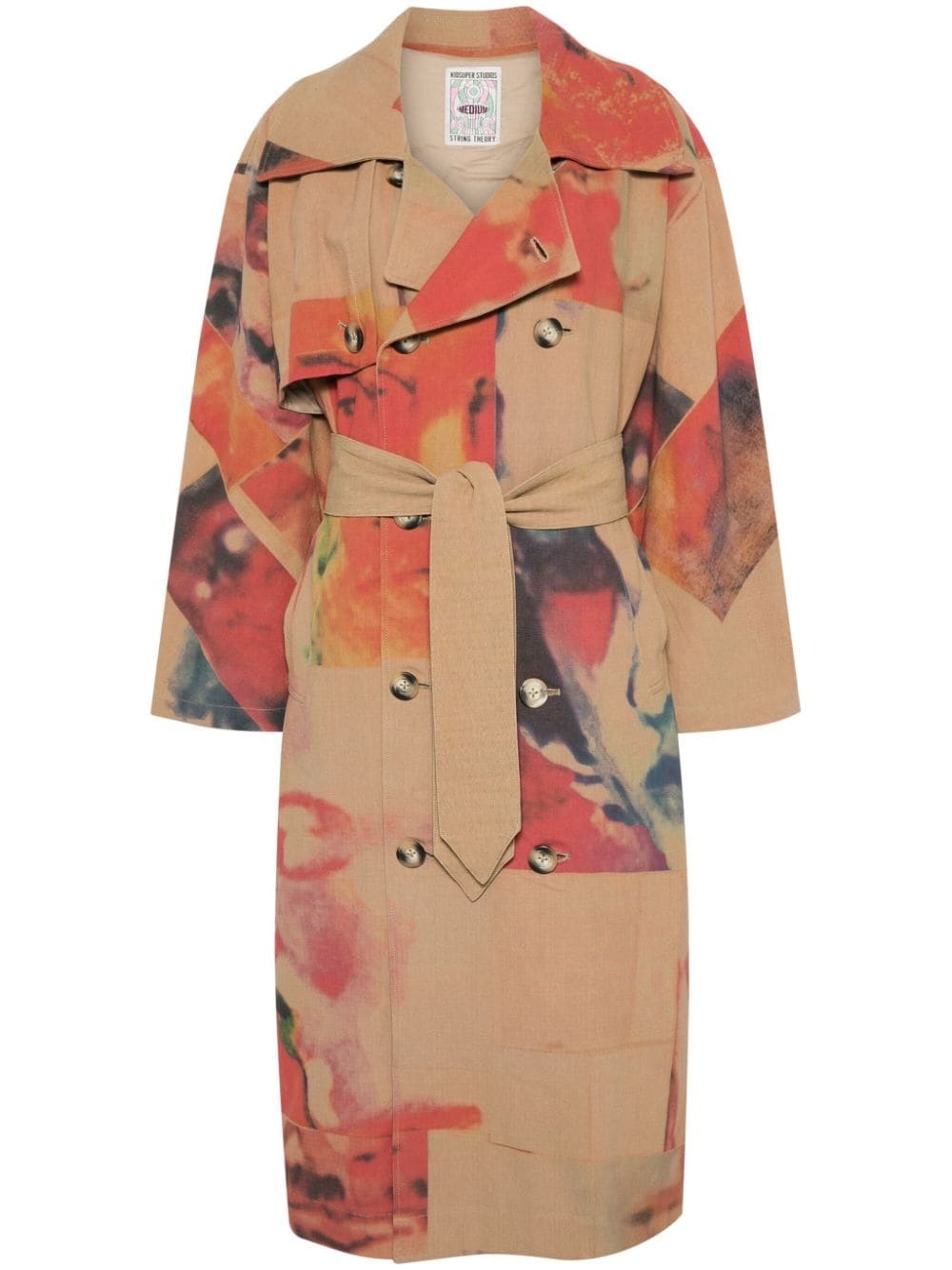 Faces Collage trench coat - 1