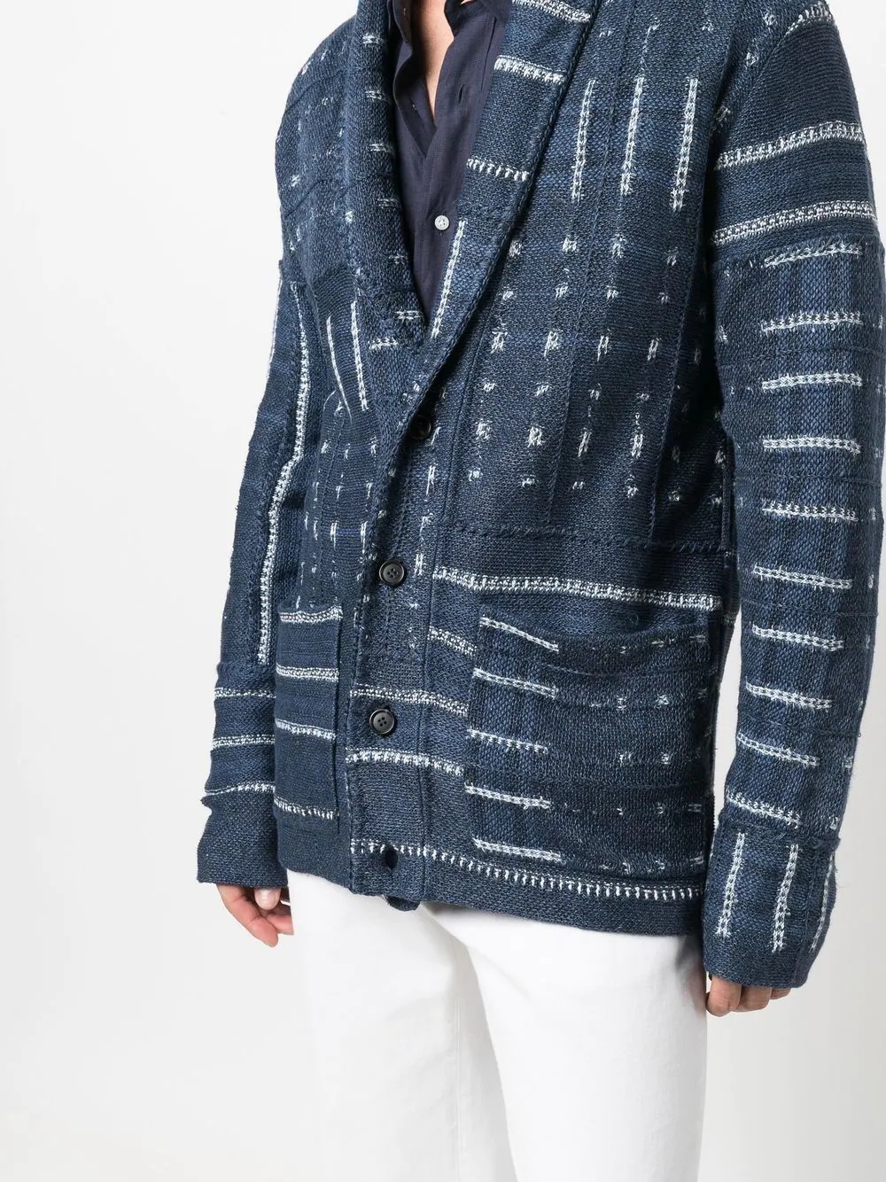 Shibori-inspired linen-blend cardigan - 5