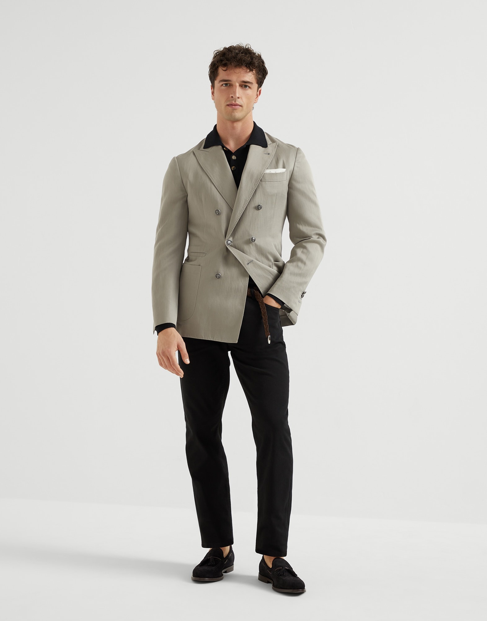 Garment-dyed comfort lightweight denim traditional fit five-pocket trousers - 7